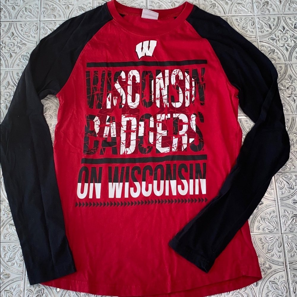 Wisconsin Badgers Men’s Baseball Shirt Red & Black Size Small